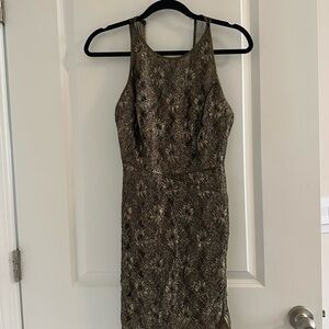 BCBGMaxAzria Metallic Lace Midi Dress